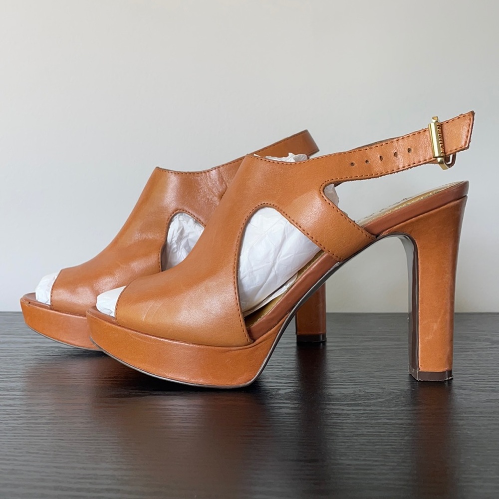 Ralph Lauren brown leather heels